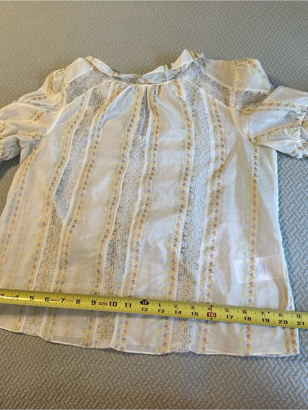 Sandro Paris Rosane Floral Stripe Ruffle-Neck Blouse - Cream size 2 - Picture 9 of 14